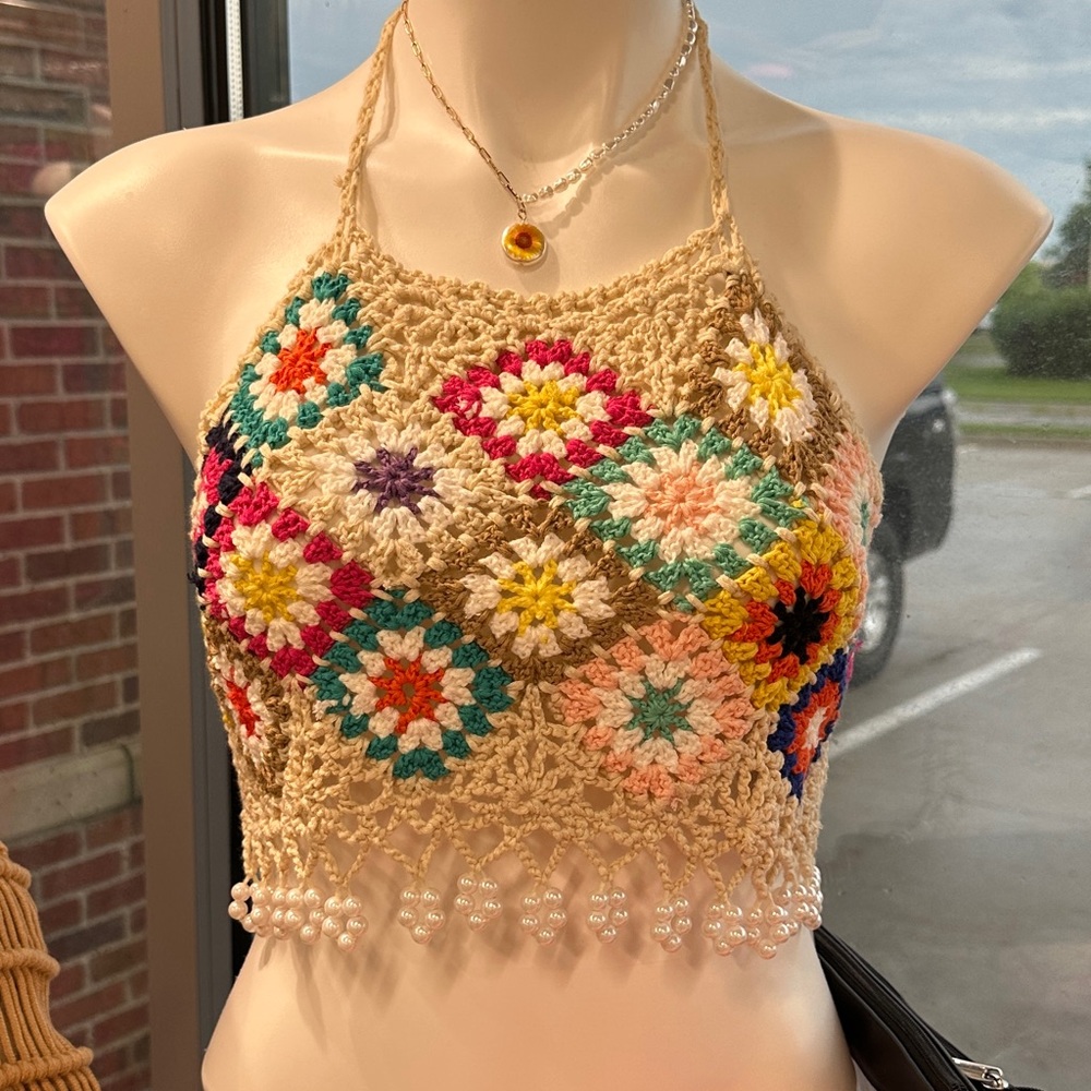 Crochet Knit Halter Top